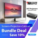 4K UST Projector + VIVIDSTORM S Pro Screen + Cabinet Super Bundle Deal